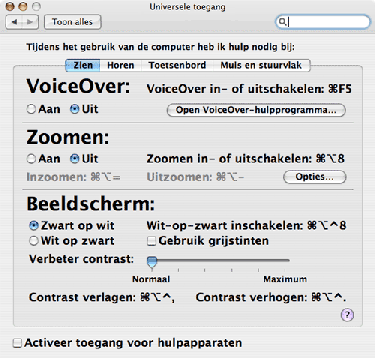 Universele toegang voor slechtziende gebruikers