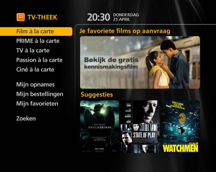 de tv-theek (video-op-aanvraag) van Telenet