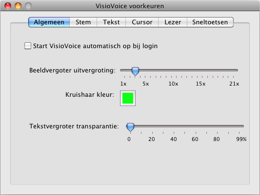 VisioVoice voorkeuren