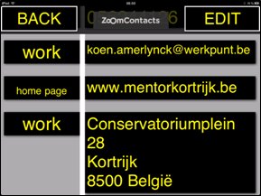 schermafdruk van ZoOmContacts-app