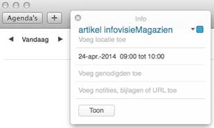 Infovenster in de agenda