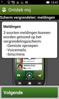 Screenshot van de Ontdek mij-functie