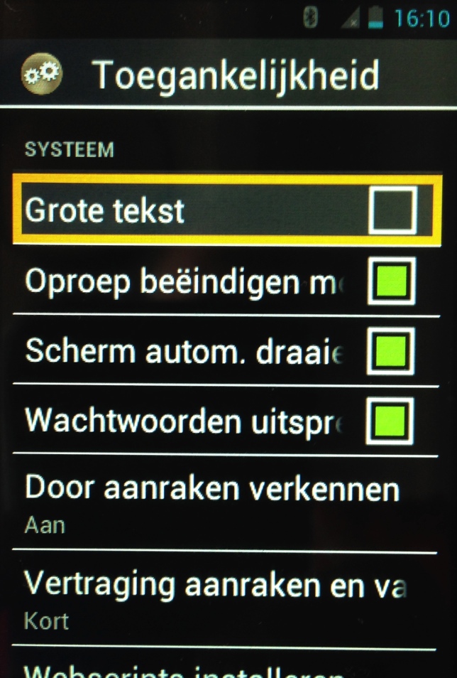 Het Android-toegankelijkheidsmenu