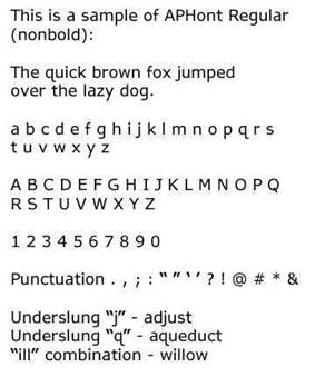 voorbeeld van APHont-lettertype