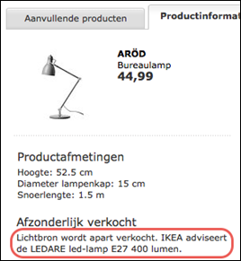 Lampadvies bij de Ard bureaulamp op de Ikea-website