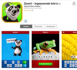 iPad screenshot van de Zoom! - Ingezoomde foto's app in de App Store. De app heeft een gemiddelde waardering van 4 sterren.
