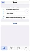 Het zoekscherm van de Railer app