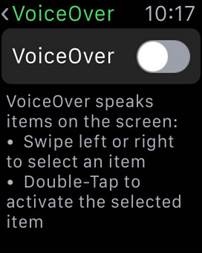 De instelling 'VoiceOver' van de Apple Watch