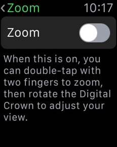 De instelling 'Zoom' van de Apple Watch