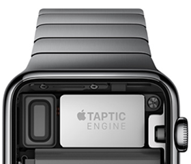 Foto van de Taptic Engine binnenin de Apple Watch