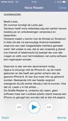 Scherm Voice Reader met tekst