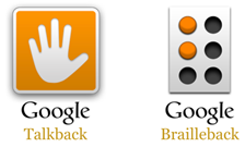 De Talkback schermuitlezer van Google en zijn Brailleback braillecomponent