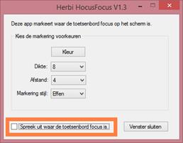 Instelbare focusmarkeringvenster van Herbi HocusFocus