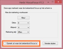 Instelbare focusmarkeringvenster van Herbi HocusFocus