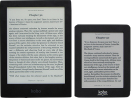 Twee e-readers met verschillende beelddiagonalen