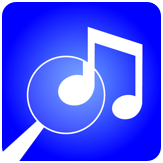 icoon Muzic Zoom-app, muzieknoot met vergrootglas