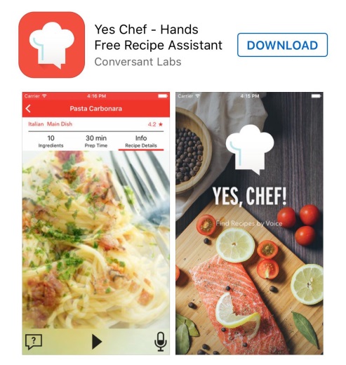 dit is een screenshot van de app Yes Chef