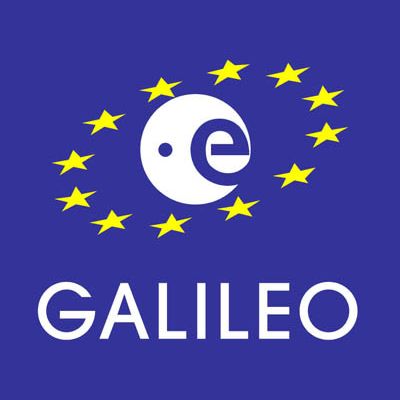 Logo Galileo: schuine cirkel met gele sterren tegen een blauwe achtergrond. In de cirkel staat een gestyleerde letter e. Onder de sterrencirkel staat het woord Galileo.