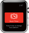 Watch screen with big red Buzz Time button