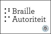 logo Braille-Autoriteit met de beginletters als zespunts braille met hoofdletterteken