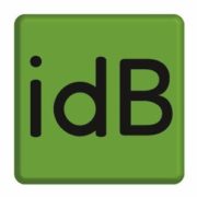 logo idB: groen vierkant met zwarte letters idB