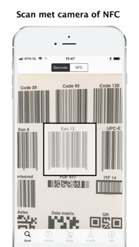 Scan met camera of NFC.