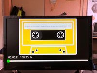 Cassettebandje dat getoond wordt bij een audioboek