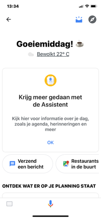 De Assistent-app is geopend