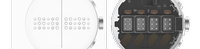 De braillecellen van een Dot Watch 
(intern in het toestel bekeken)