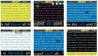 6 verschillende schermen met lay-out van vergrote tekst