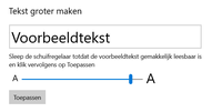 Dialoogvenster Tekst groter maken