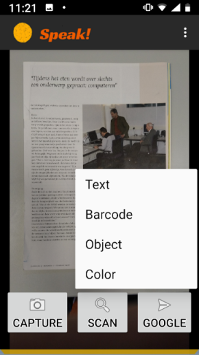 Afbeelding  1 van 2: De opties van Speak!  Text, barcode, object en Color