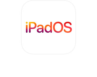 2 van 3 afbeeldingen:  het iPadOS logo