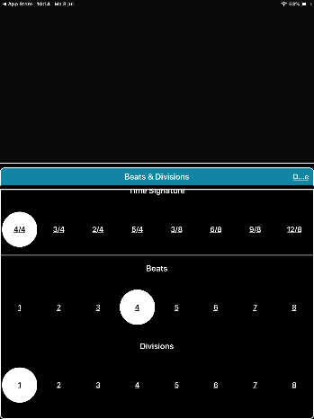 Afbeelding 2  van 2: Scherm om maatsoorten in te stelen van Time Trainer Metronome