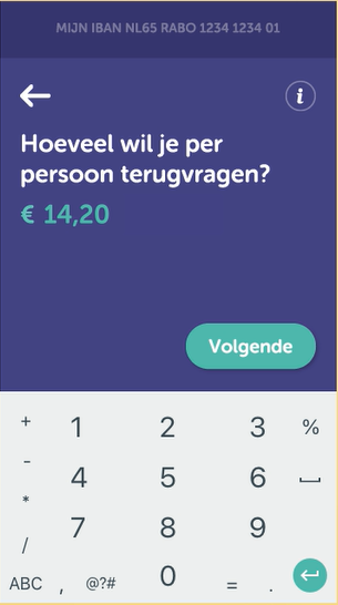 Afbeelding  1 van 2: Tikkie invoerscherm voor bedrag