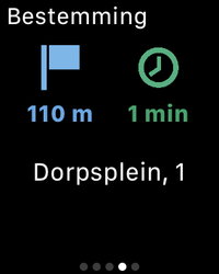 Resterende loopduur en -afstand van ViaOpta Nav in de Apple Watch-app