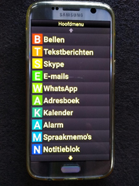 Afbeelding Android telefoon met Synapptic software met normaal menubeeld