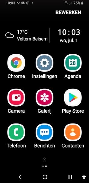 Beginscherm van de Simple Launcher