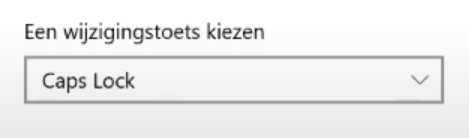 Keuzelijst waarmee je Caps Lock of andere toets als wijzigingstoets kunt kiezen. 