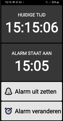 Menuscherm voor de wekkerapp