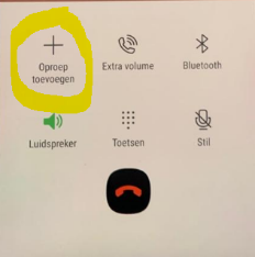Android bel scherm met Oproep Toevegen knop