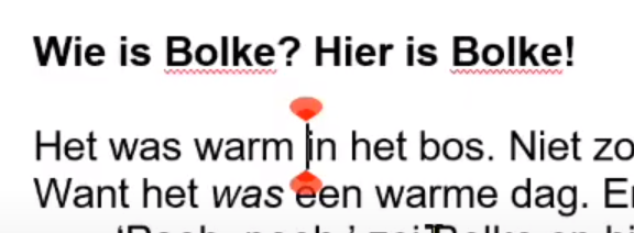 Tekst met grote tekstcursorindicator 