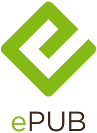 Groen logo van ePUB; grote letter 'e' met daaronder het woord ePUB.