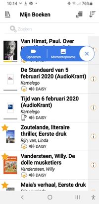 Scanmenu van de Accessibility Scanner op de app Easy Reader