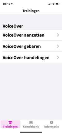  Overzicht van de beschikbare VoiceOver trainingen