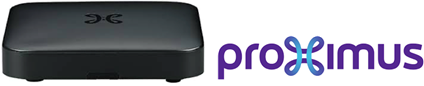 Logo van Proximus en een TV-box