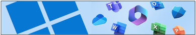Banner met het logo's van Windows en van Microsoft apps