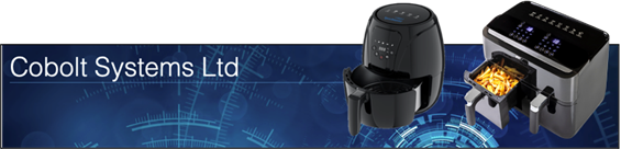 Banner met foto van de Cobolt sprekende airfryers
